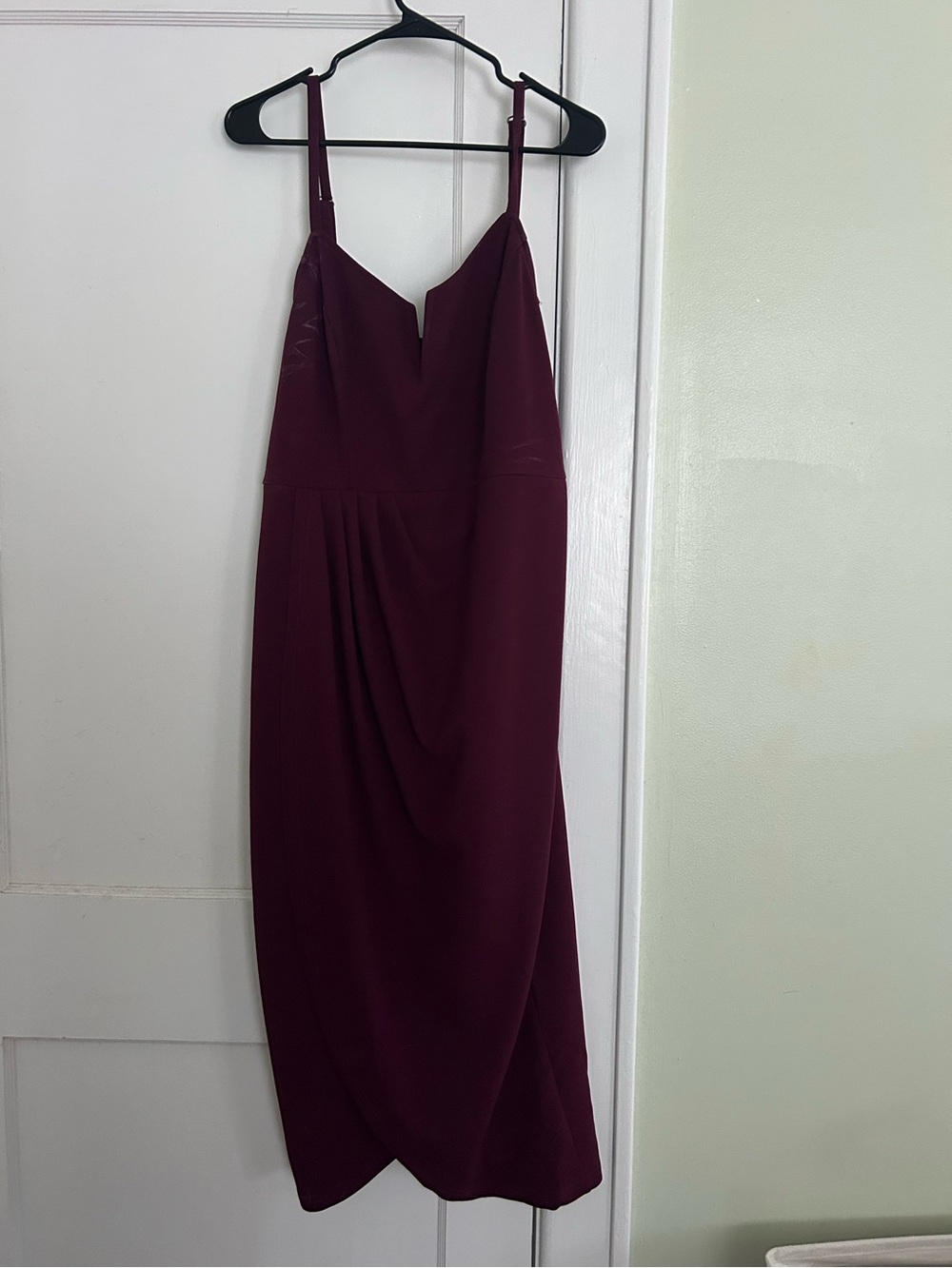 Wine Burgundy Spaghetti-Strap Midi Dress